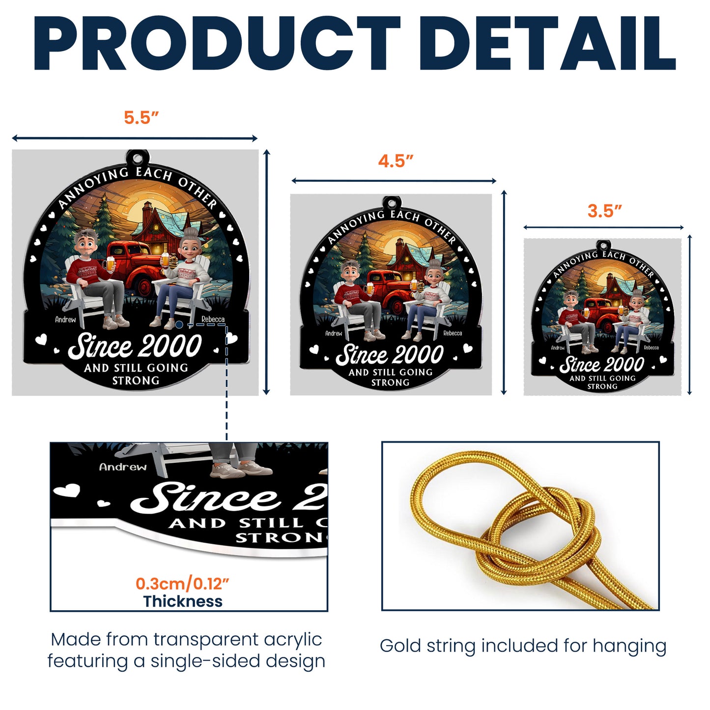 Annoying Each Other Couple Christmas Ornament Ver 2 - Personalized Acrylic Ornament