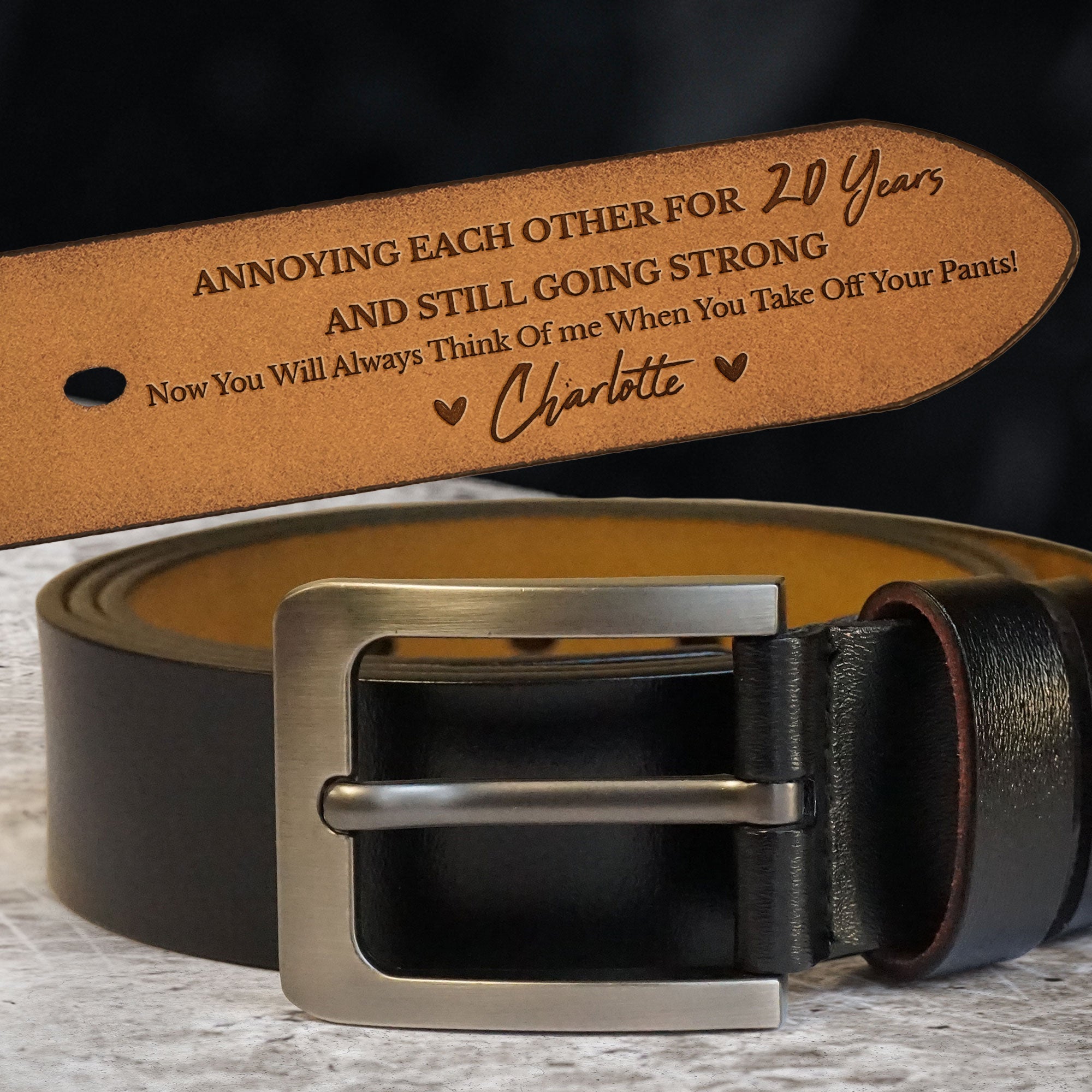 Father's Day Gifts, Annoying Each Other For Many Years - Personalized Engraved Leather Belt