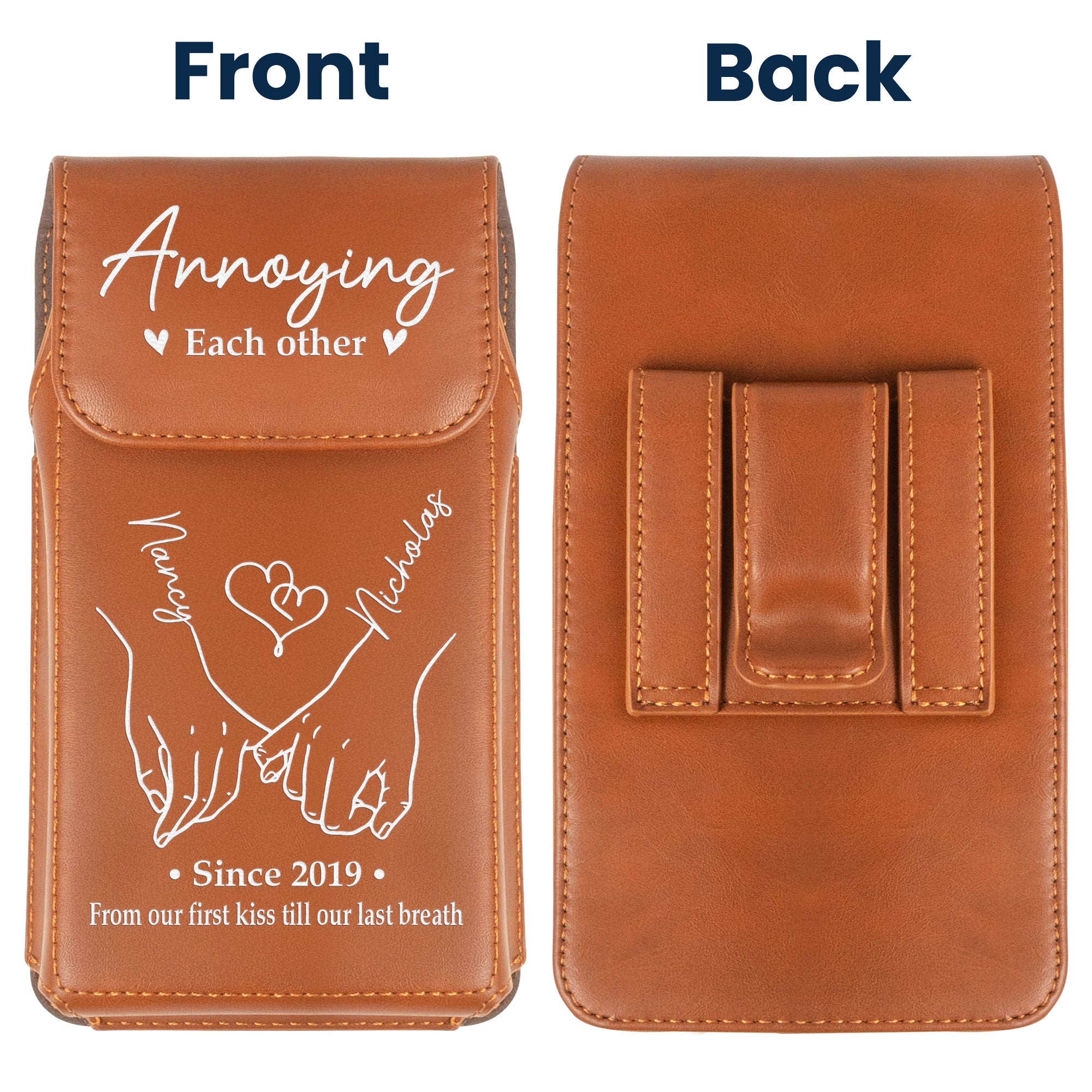 Annoying Each Other - Personalized Leather Phone Holster