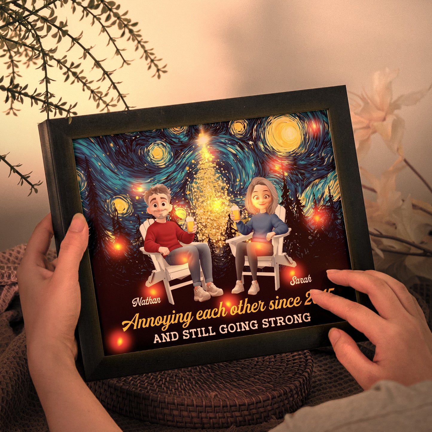 Annoying Each Other Since And Still Going Strong - Personalized LED Shadow Box