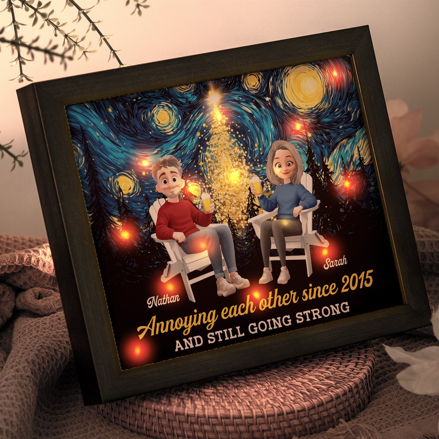 Annoying Each Other Since And Still Going Strong - Personalized LED Shadow Box