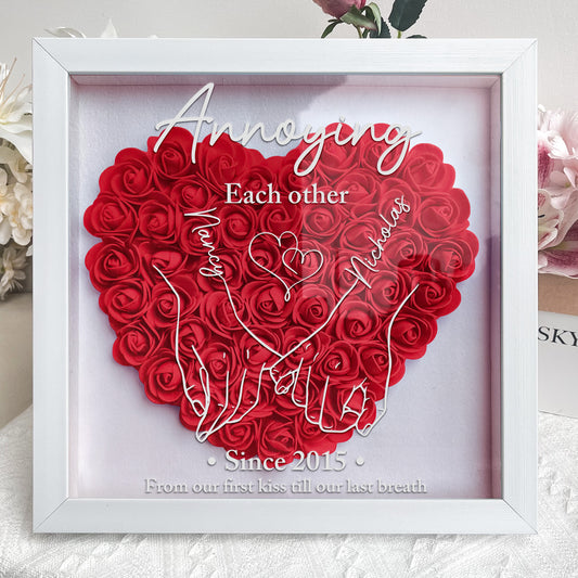 Annoying Each Other Since Couple Hands - Personalized Flower Shadow Box