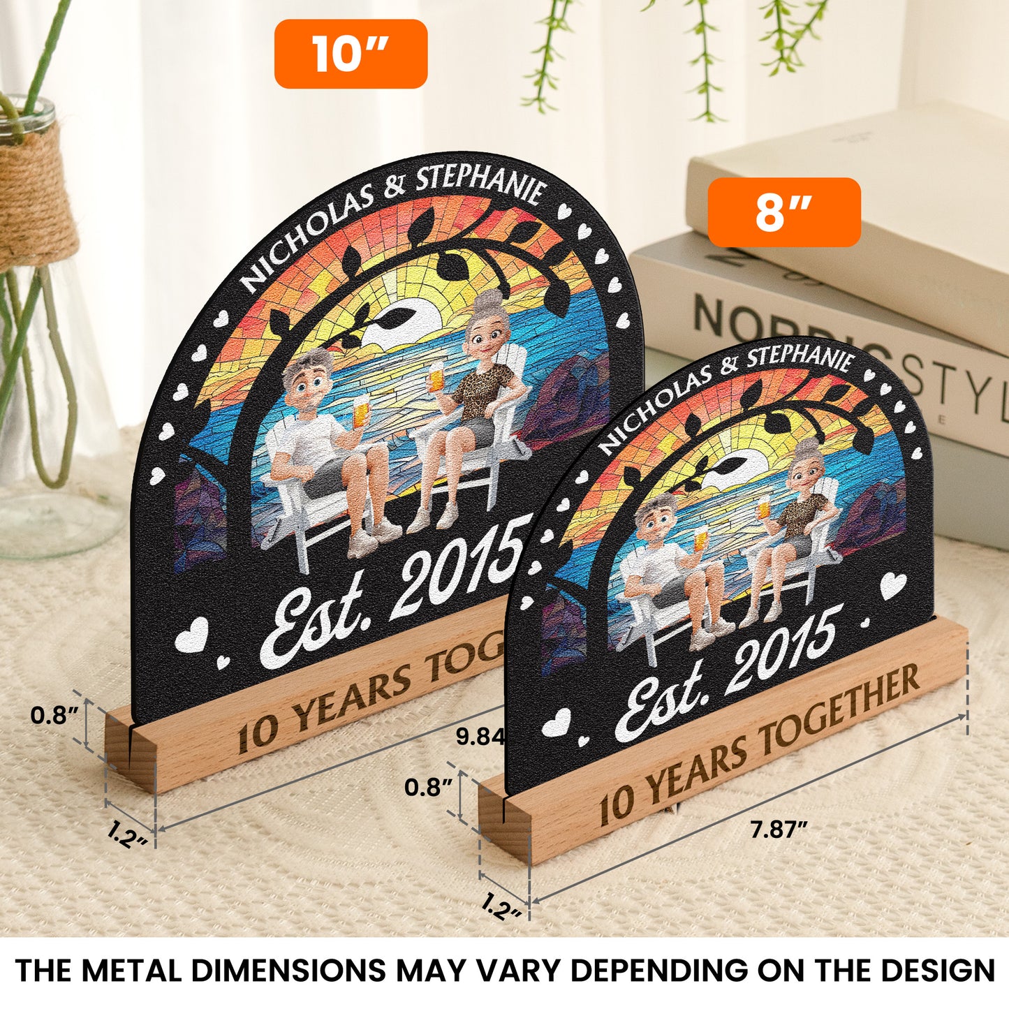 Wedding Anniversary Table Art Decor - Personalized Metal Desk Silhouette Sculpture