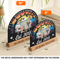 Wedding Anniversary Table Art Decor - Personalized Metal Desk Silhouette Sculpture