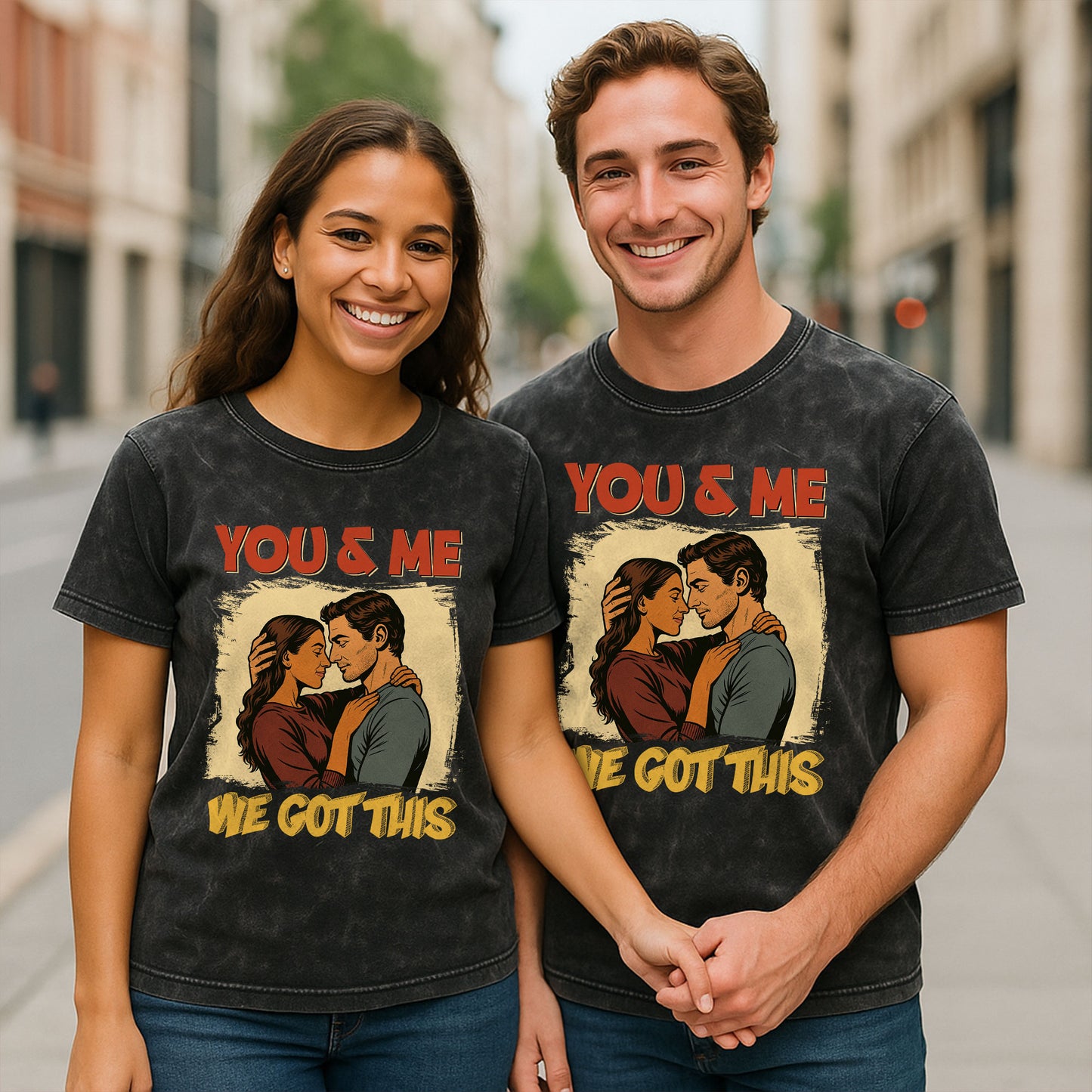 Annoying Each Other Since Retro Comic Style - Personalized Photo Acid Wash T‑Shirt