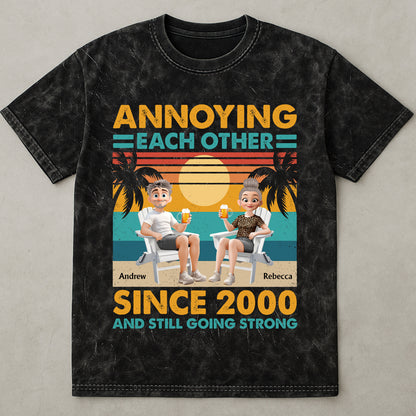 Annoying Each Other Since & Still Going Strong - Personalized Acid Wash T-shirt