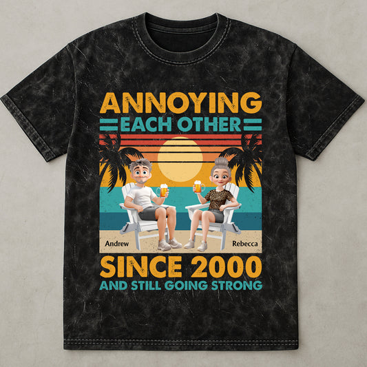 Annoying Each Other Since & Still Going Strong - Personalized Acid Wash T-shirt