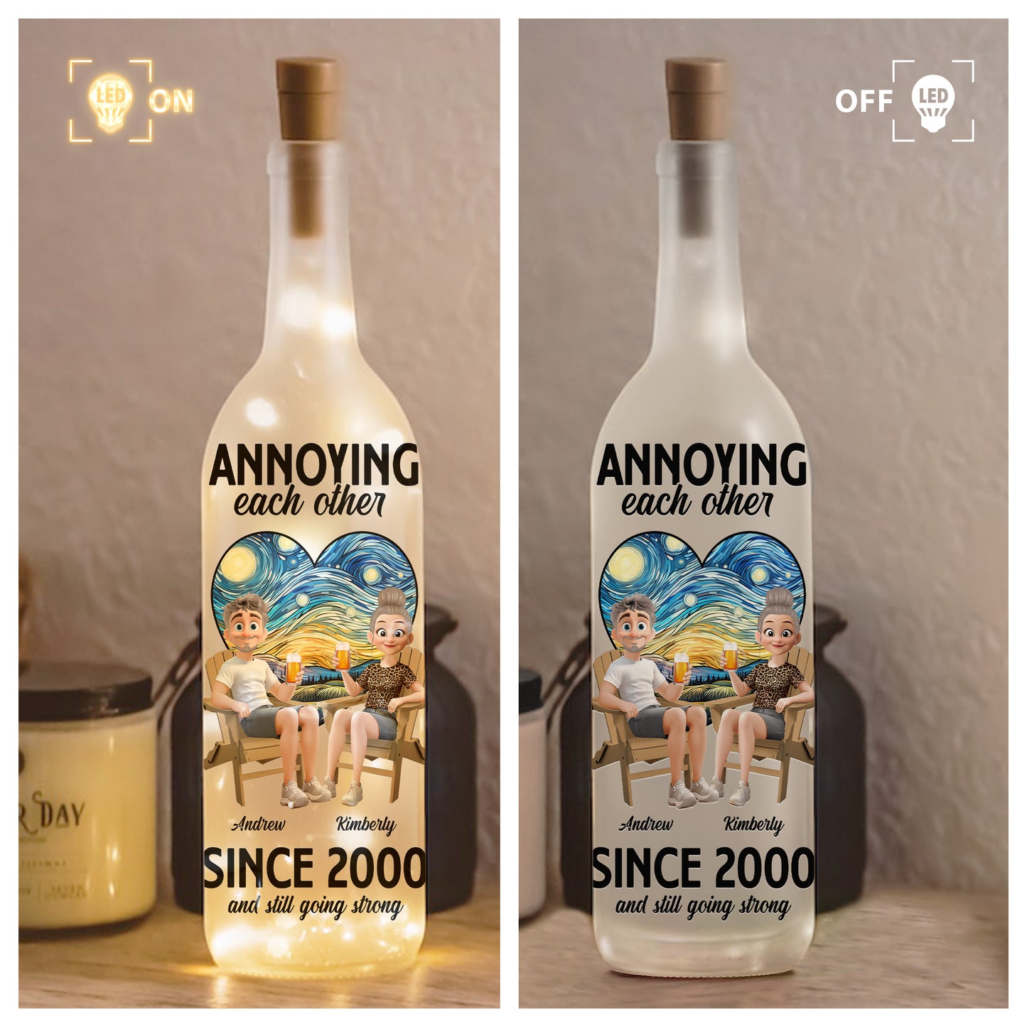 Annoying Each Other Since & Still Going Strong - Personalized Bottle Lamp