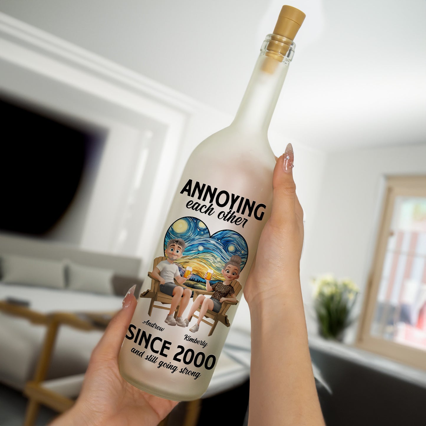 Annoying Each Other Since & Still Going Strong - Personalized Bottle Lamp