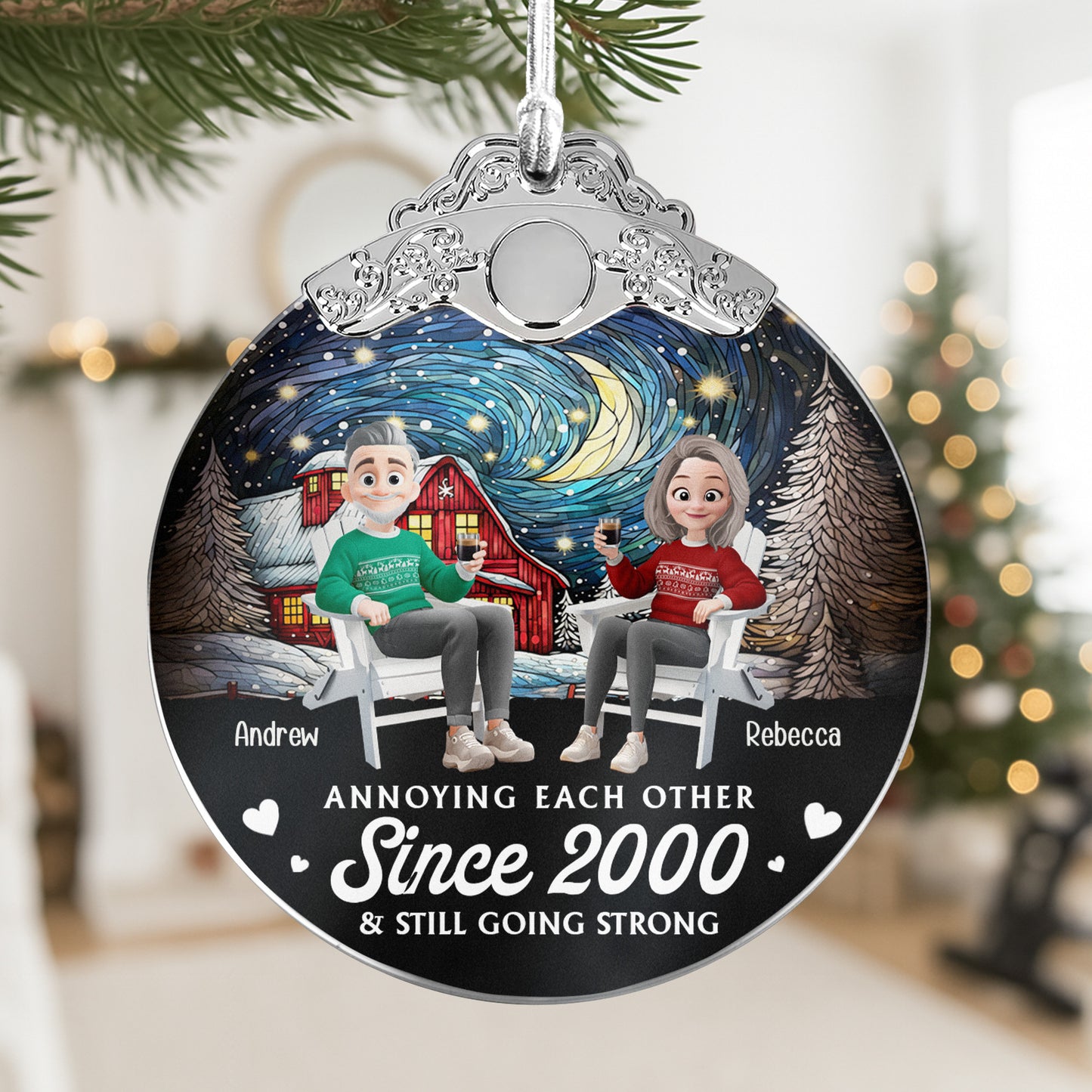Annoying Each Other Since & Still Going Strong - Personalized Glass Ornament With Silver Cap