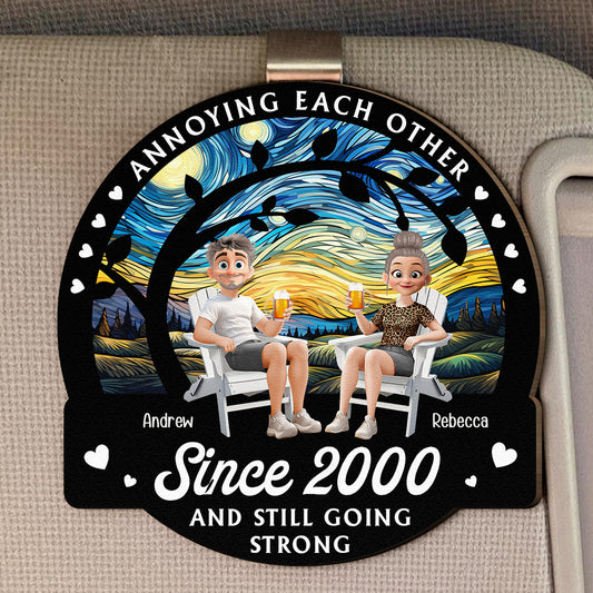 Annoying Each Other Since & Still Going Strong - Personalized Wooden Car Visor Clip