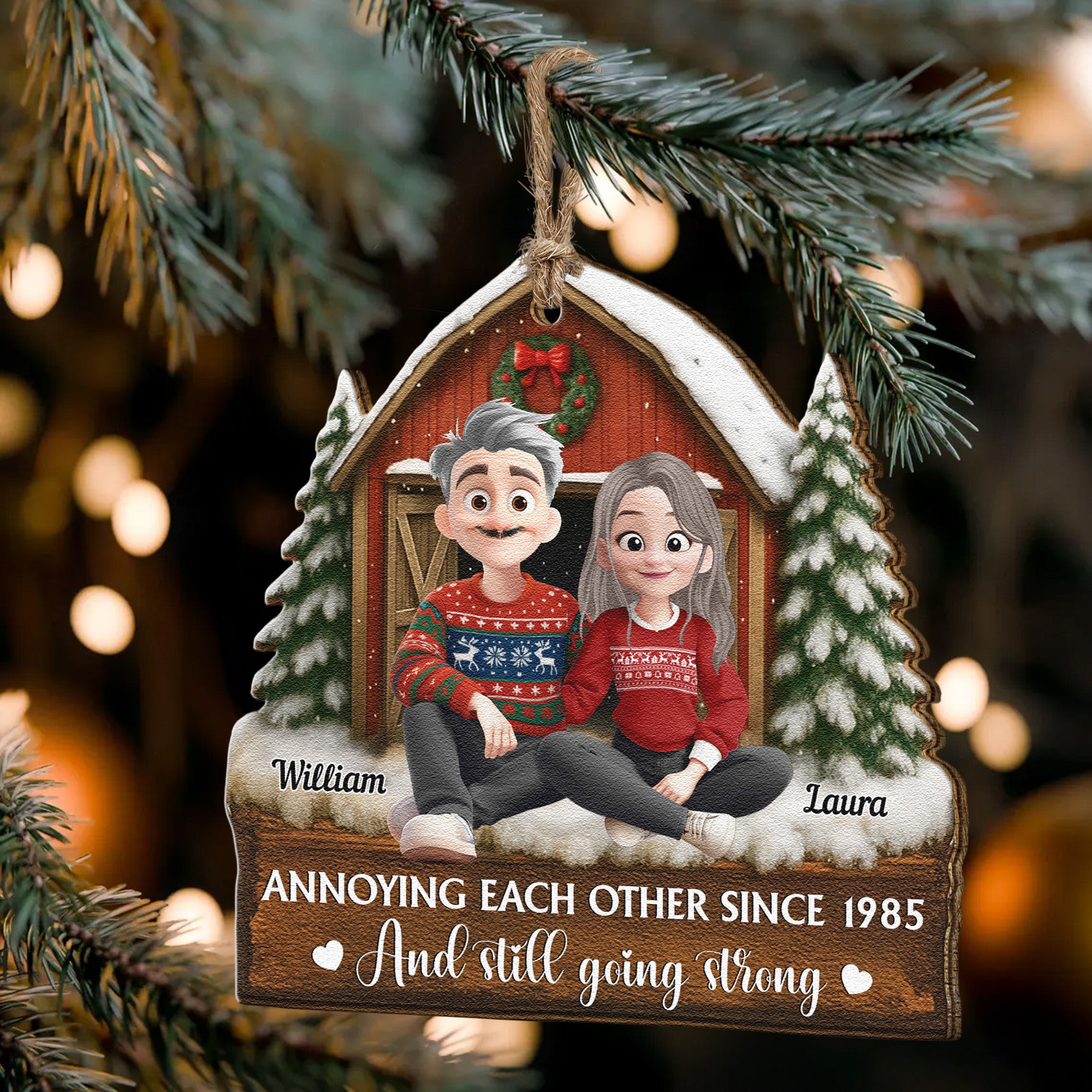 Annoying Each Other Since & Still Going Strong - Personalized Wooden Ornament