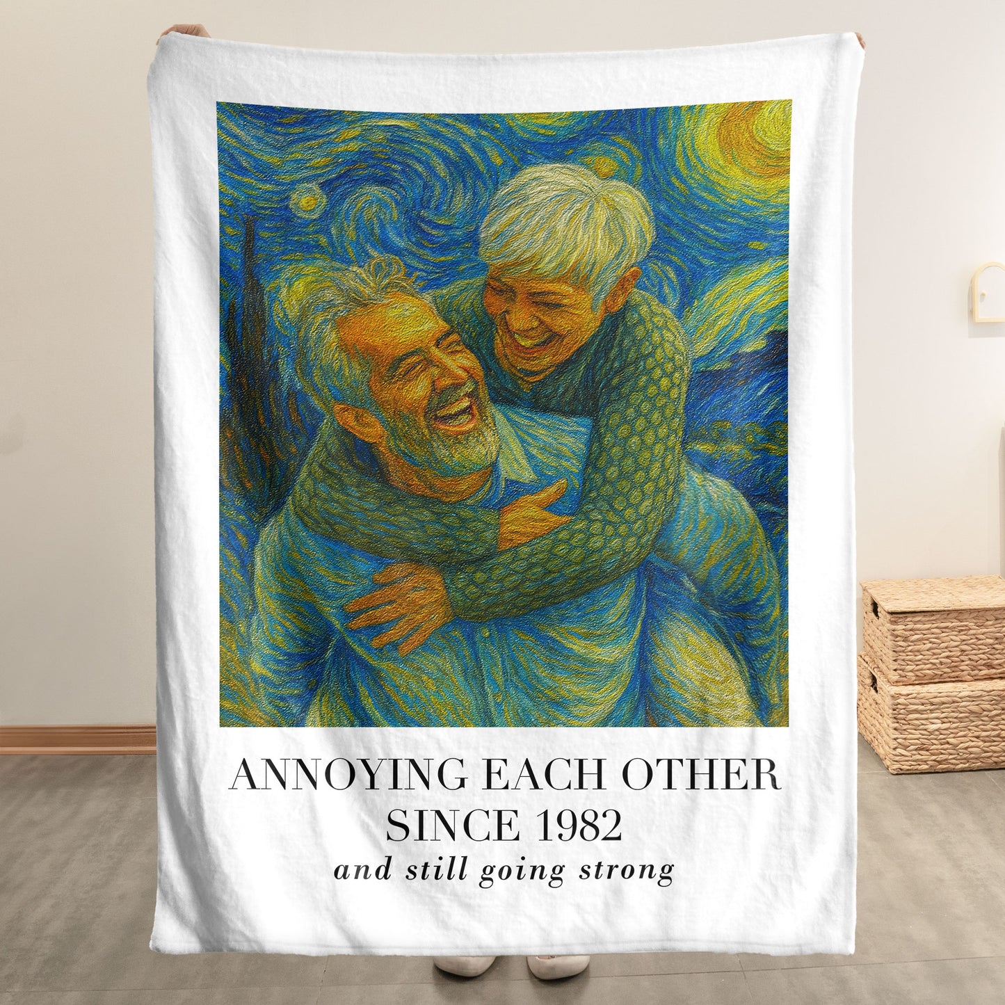 Annoying Each Other Since & Still Going Strong Van Gogh Art - Personalized Photo Blanket