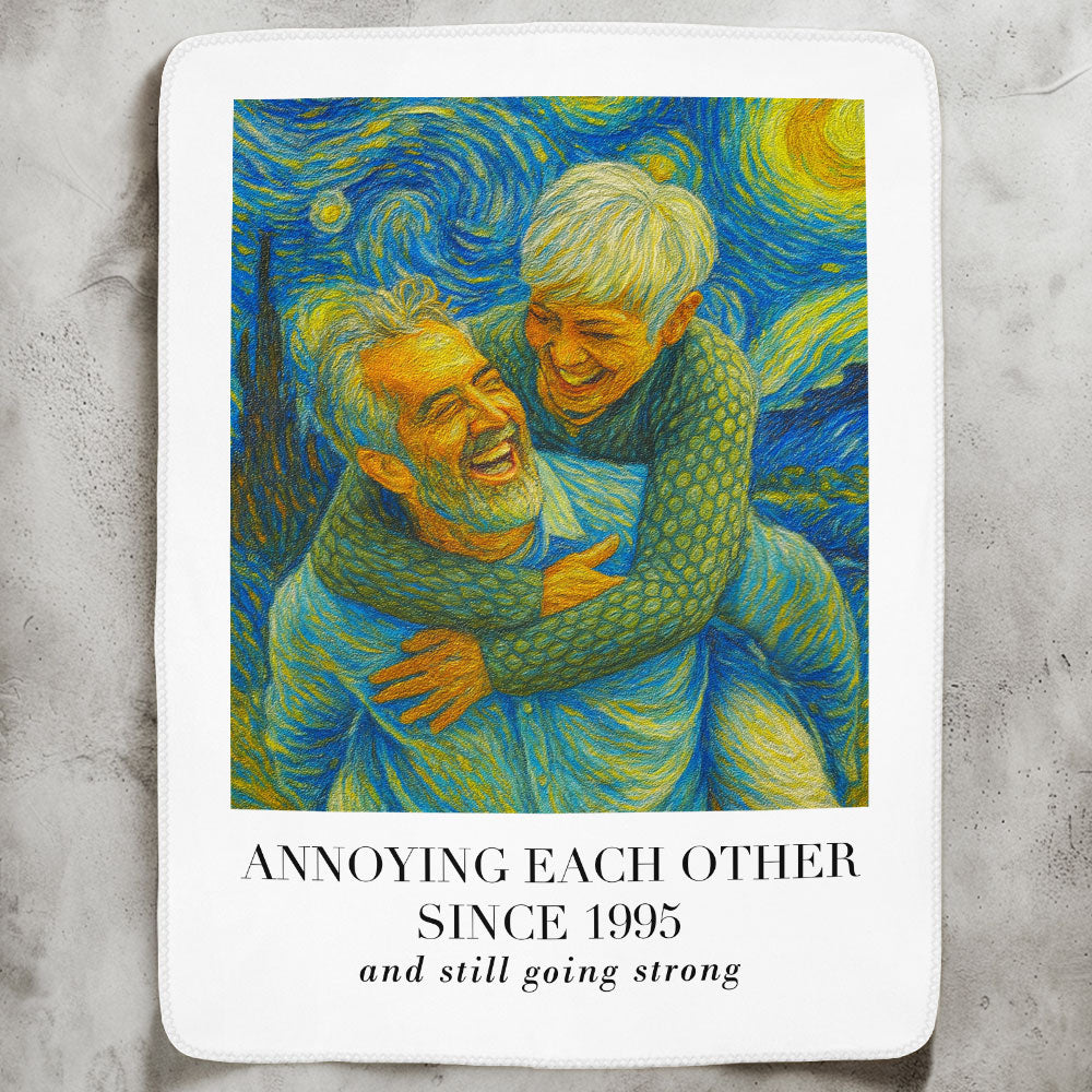 Annoying Each Other Since & Still Going Strong Van Gogh Art - Personalized Photo Blanket