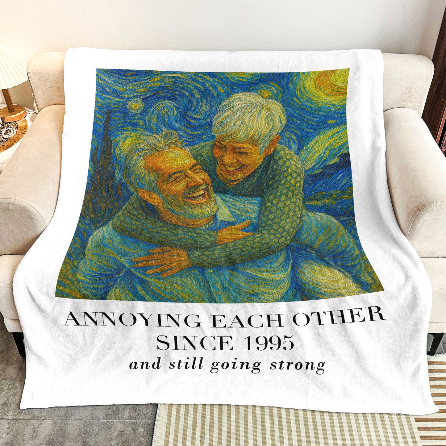 Annoying Each Other Since & Still Going Strong Van Gogh Art - Personalized Photo Blanket