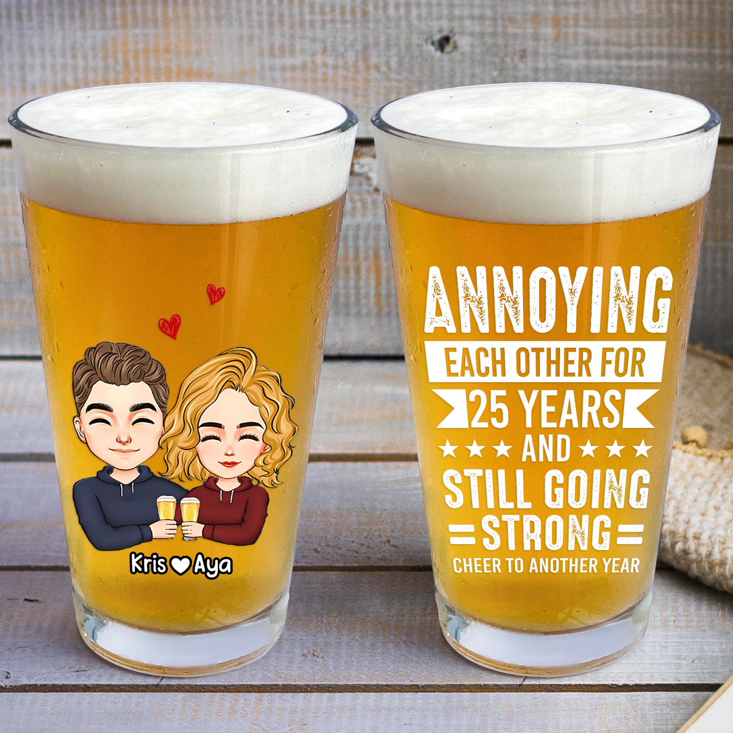 Annoying Each Other Years And Still Going Strong - Personalized Beer Glass