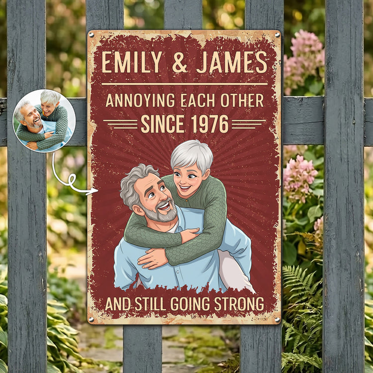 Annoying-Each-Other-Since-Custom-Photo-Cartoon-Style-Personalized-Metal-Sign-1