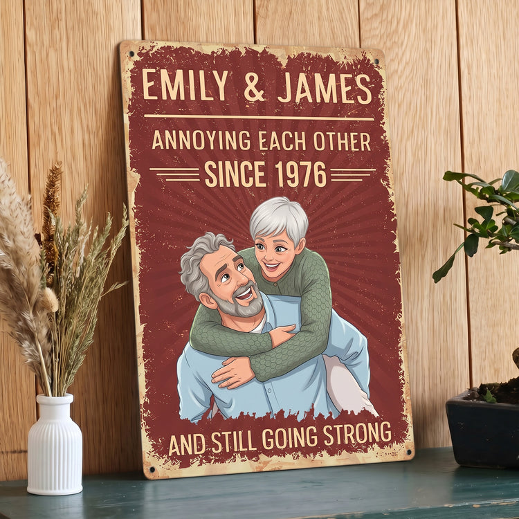 Annoying-Each-Other-Since-Custom-Photo-Cartoon-Style-Personalized-Metal-Sign-2