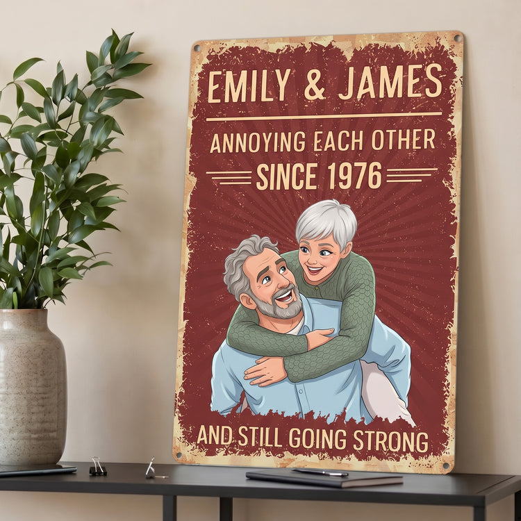 Annoying-Each-Other-Since-Custom-Photo-Cartoon-Style-Personalized-Metal-Sign-3