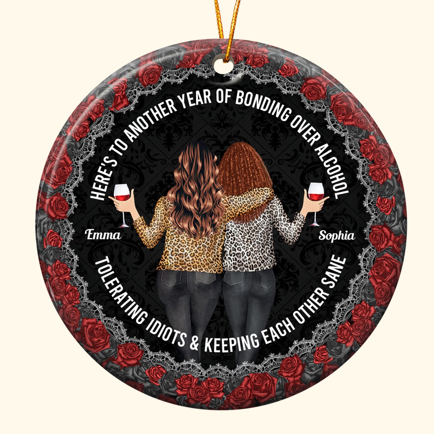 Another Year Of Bonding Over Alcohol - Personalized Ceramic Ornament
