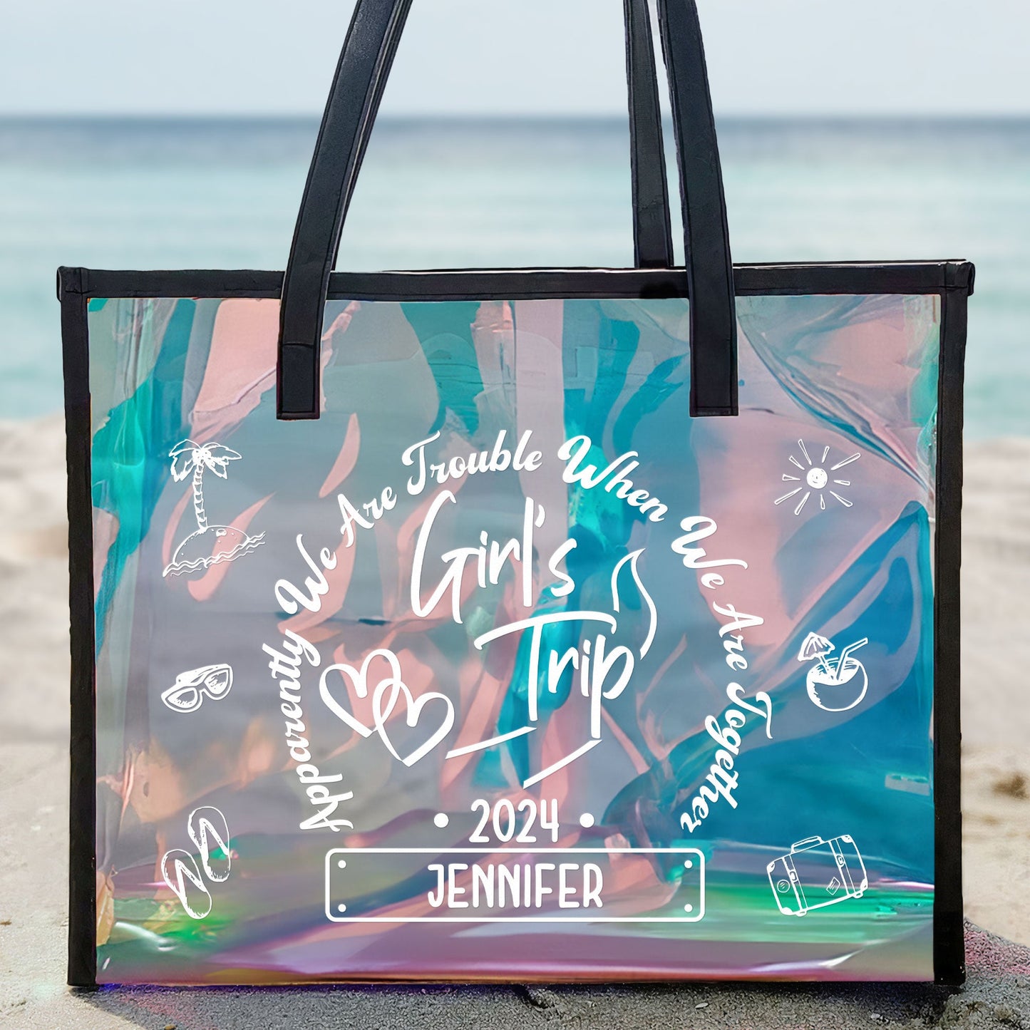 Apparently We Are Trouble When We Are Together - Personalized Holographic Tote