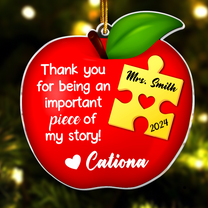 Apple Teacher Christmas Ornament - Thank You Gift - Personalized Acrylic Ornament