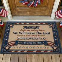 As For Me And My House We Will Serve The Lord Faux Pattern - Personalized Doormat