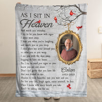 As I Sit In Heaven Memorial Gifts - Personalized Photo Blanket