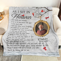 As I Sit In Heaven Memorial Gifts - Personalized Photo Blanket