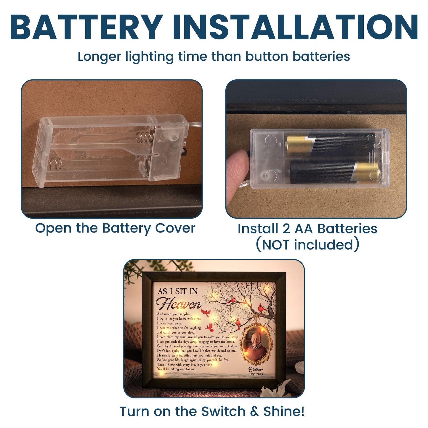 As I Sit In Heaven Memorial Gifts - Personalized Photo LED Shadow Box