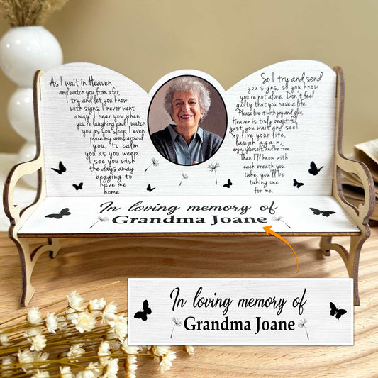 As I Watch You From Afar - Personalized Photo Memorial Bench