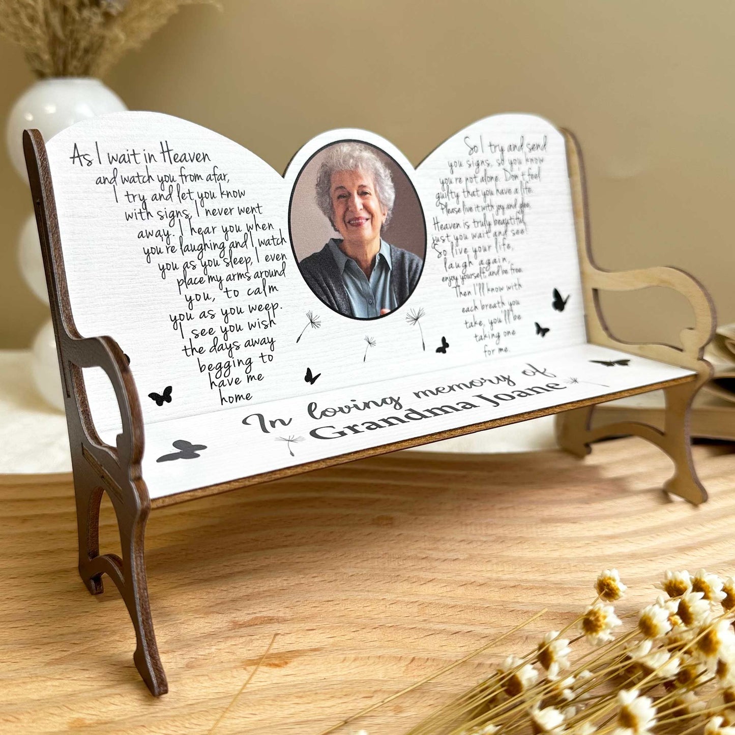 As I Watch You From Afar - Personalized Photo Memorial Bench