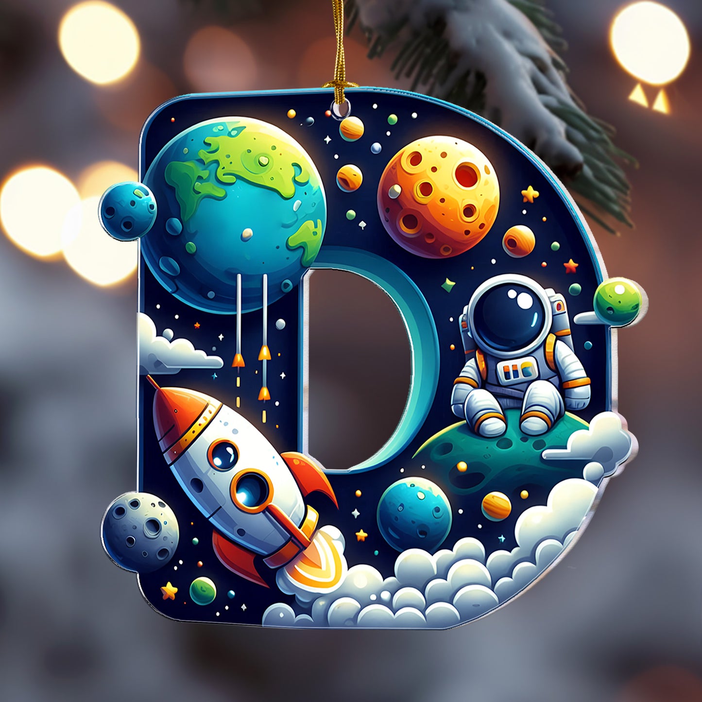 Astronaut Space Theme Letters For Kid Christmas Gift - Personalized Acrylic Ornament
