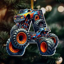 Monster Truck Letters For Kid Christmas Gift - Personalized Acrylic Ornament