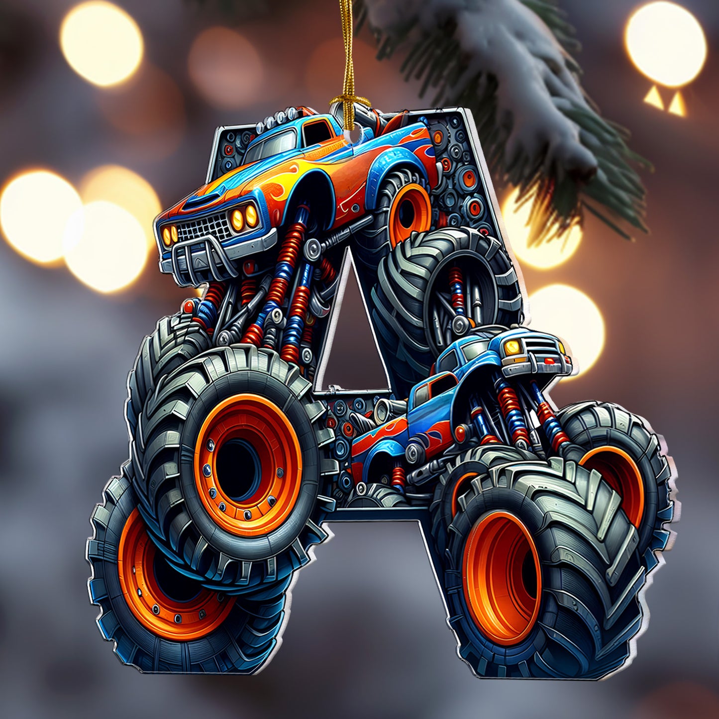 Monster Truck Letters For Kid Christmas Gift - Personalized Acrylic Ornament