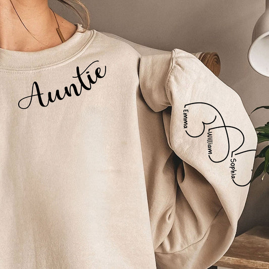 Auntie Gift Custom Her Children's Names - Up To 12 Names - Personalized Sweatshirt