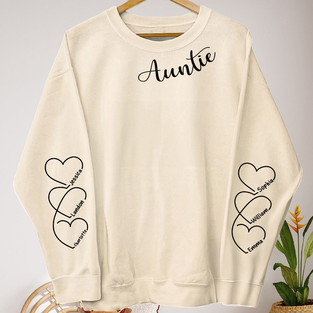 Auntie Gift Custom Her Children's Names - Up To 12 Names - Personalized Sweatshirt