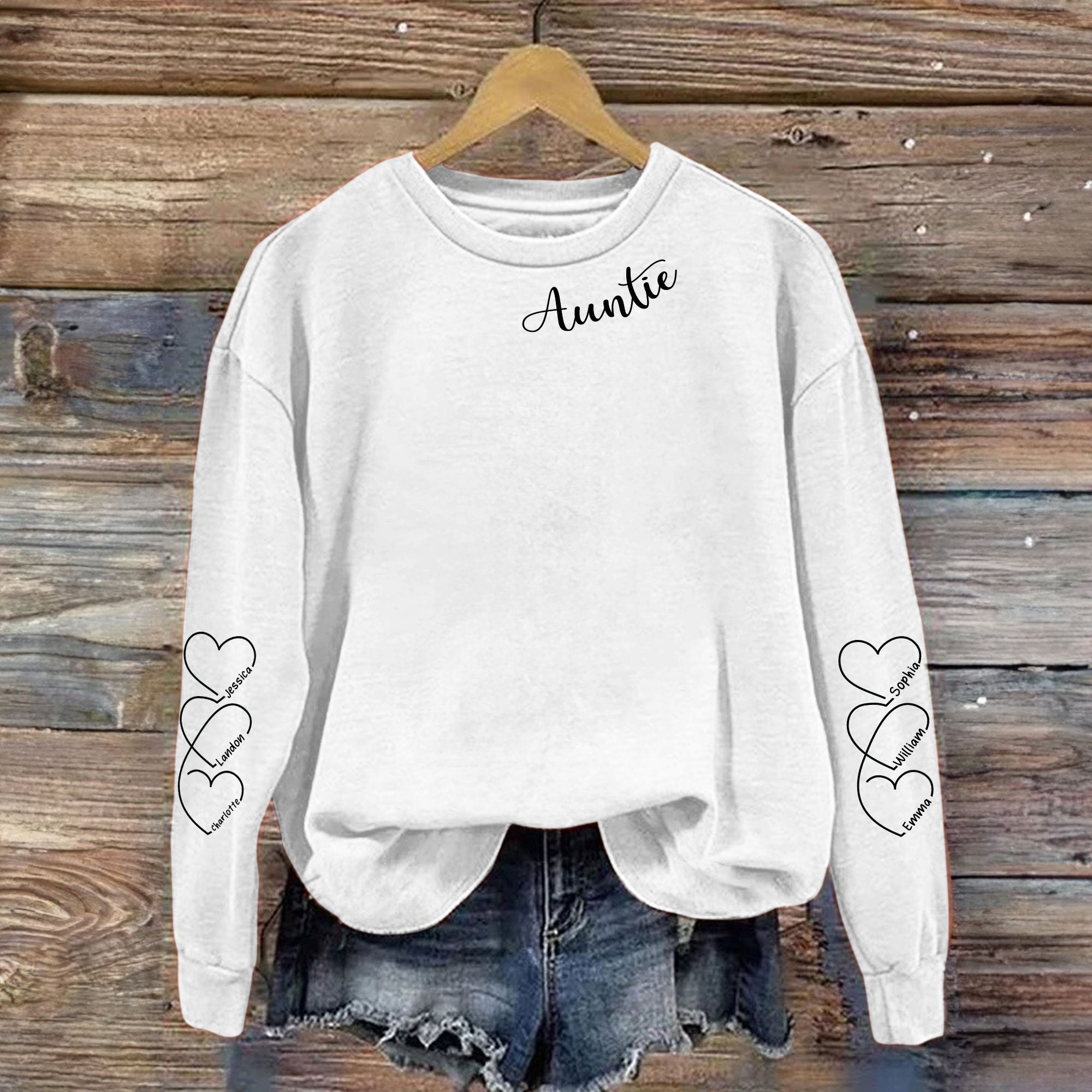 Auntie Gift Custom Her Children's Names - Up To 12 Names - Personalized Sweatshirt