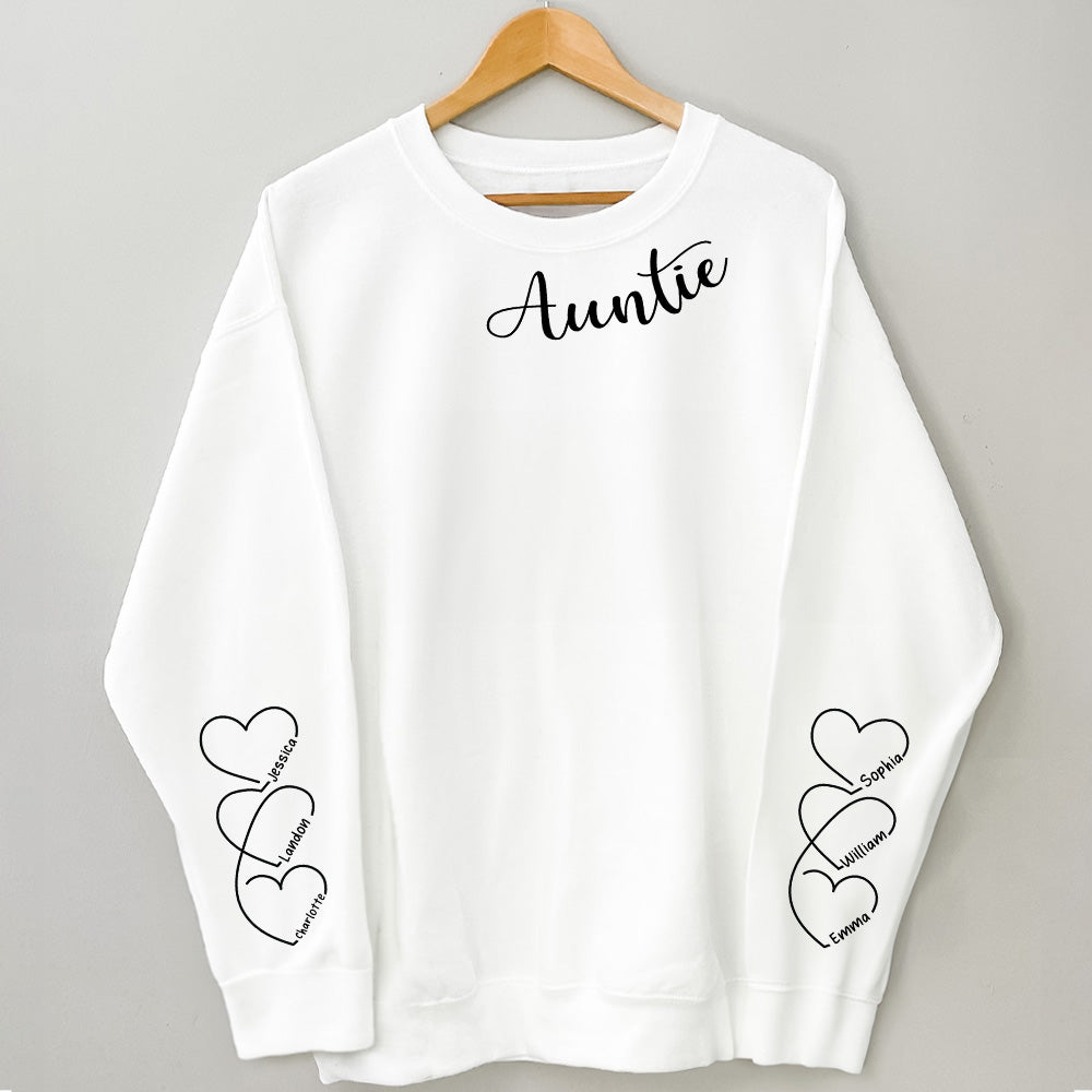 Auntie Gift Custom Her Children's Names - Up To 12 Names - Personalized Sweatshirt