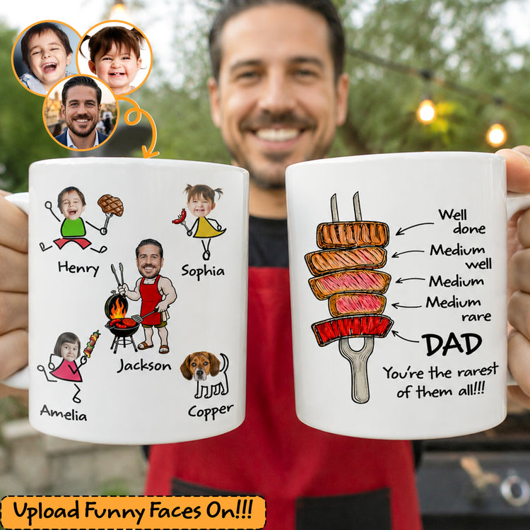 BBQ-Father'S-Day-Dad-You're-The-Rarest-Custom-Funny-Kids'-Faces-Personalized-Mug-1