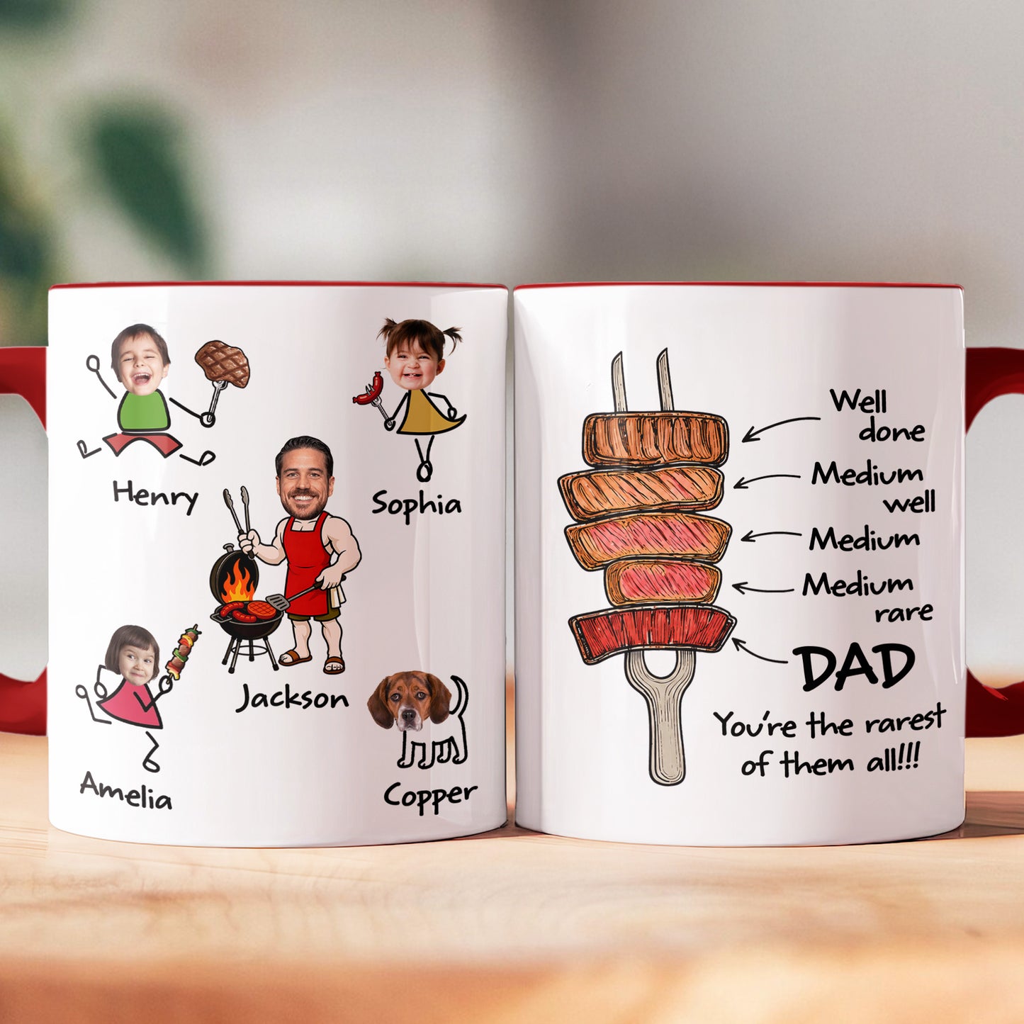 BBQ-Father'S-Day-Dad-You're-The-Rarest-Custom-Funny-Kids'-Faces-Personalized-Mug-(3.2)