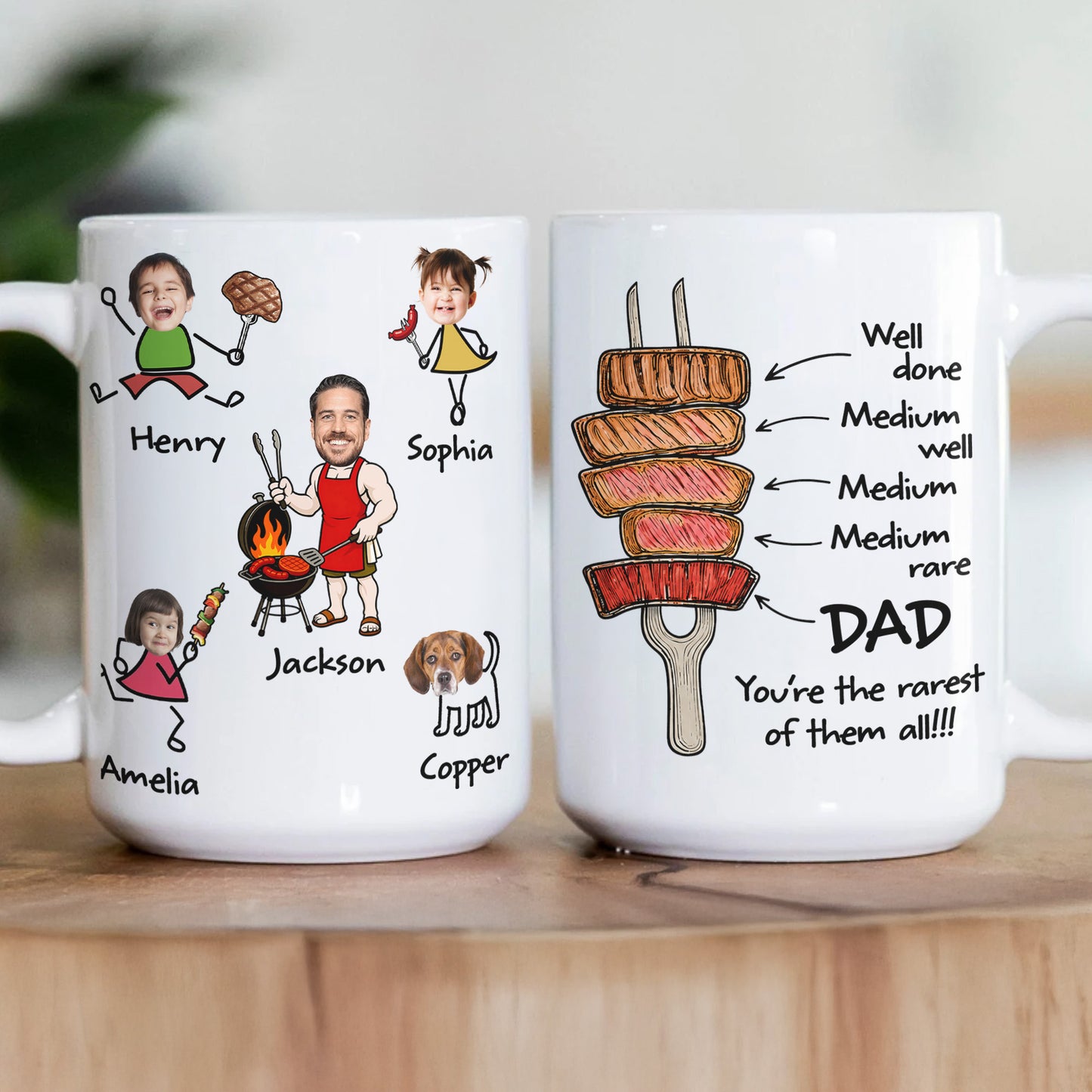 BBQ-Father'S-Day-Dad-You're-The-Rarest-Custom-Funny-Kids'-Faces-Personalized-Mug-4