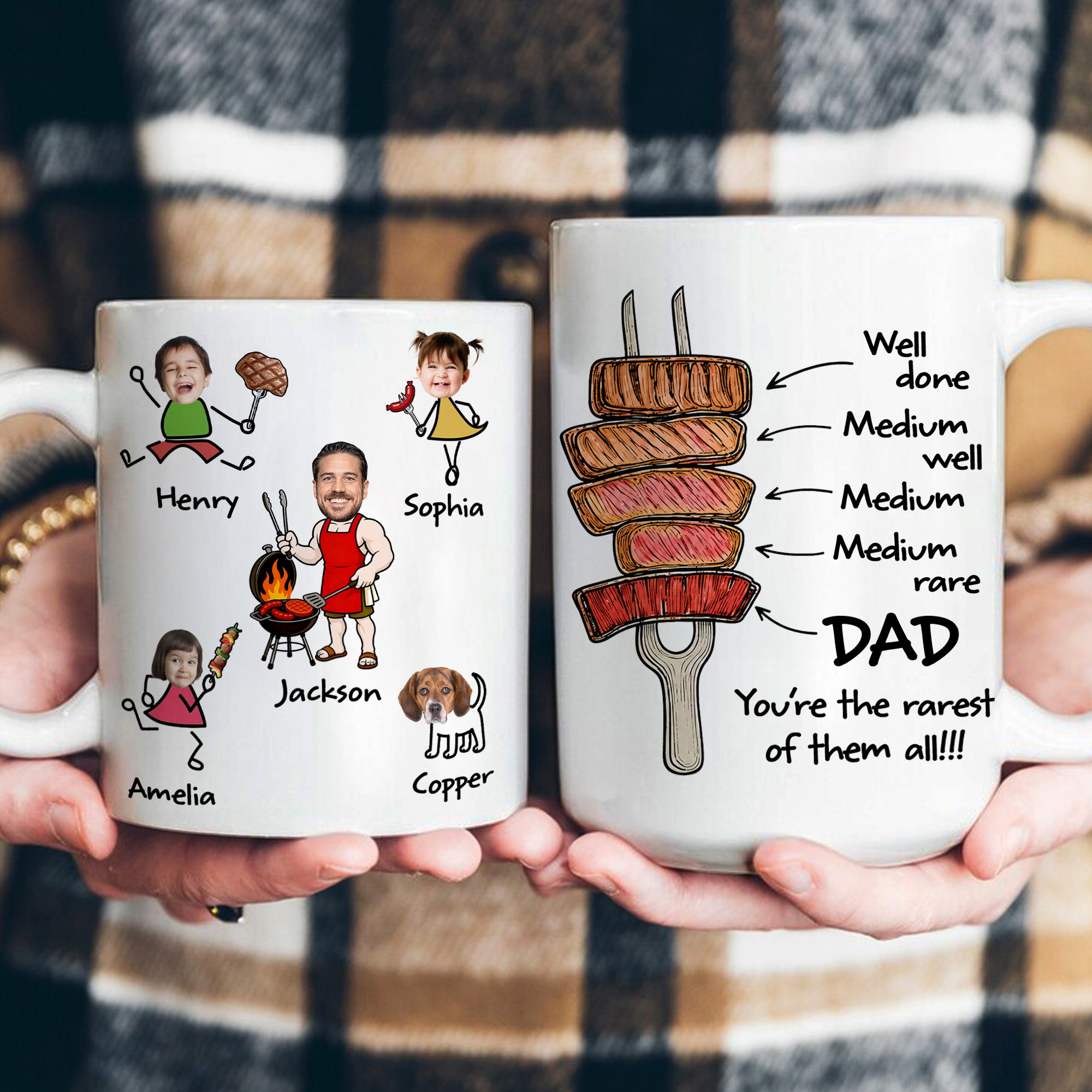 BBQ-Father'S-Day-Dad-You're-The-Rarest-Custom-Funny-Kids'-Faces-Personalized-Mug-5