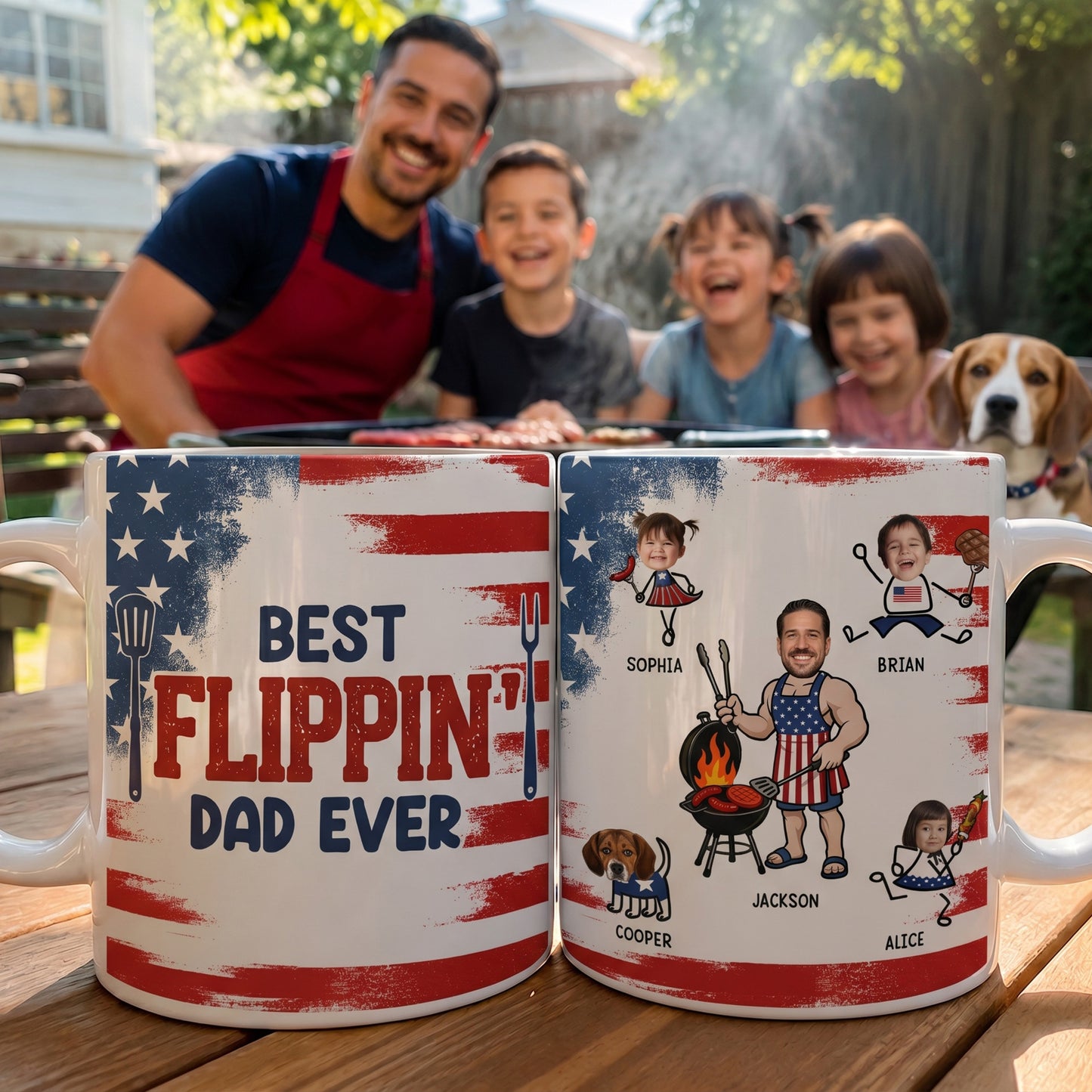 BBQ-Father's-Day-Dad-Best-Flippin'-Dad-Ever-Custom-Funny-Kids'-Faces-Personalized-Mug1