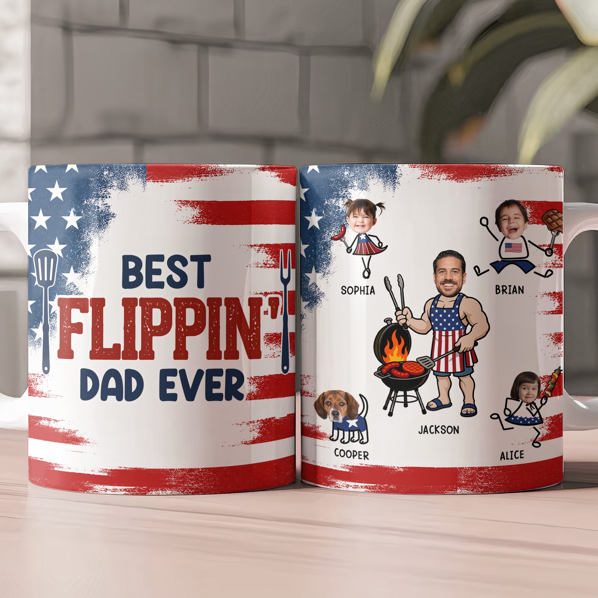 BBQ-Father's-Day-Dad-Best-Flippin'-Dad-Ever-Custom-Funny-Kids'-Faces-Personalized-Mug3