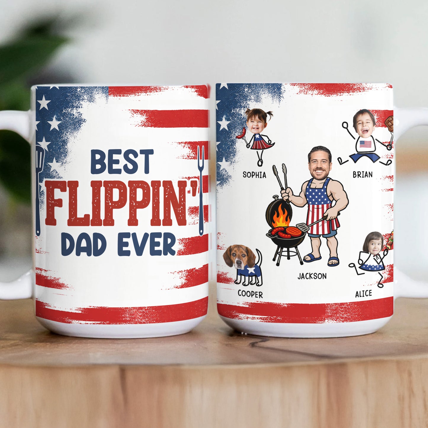 BBQ-Father's-Day-Dad-Best-Flippin'-Dad-Ever-Custom-Funny-Kids'-Faces-Personalized-Mug4