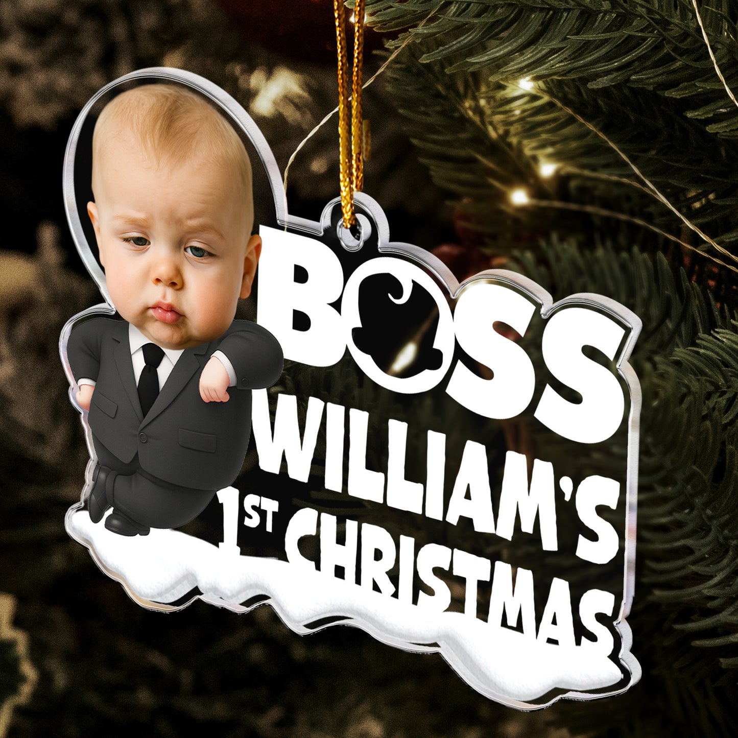 Baby 1st Christmas Cute Baby - Personalized Acrylic Photo Ornament