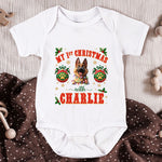 Baby And Pet Frist Christmas - Personalized Baby Bodysuit