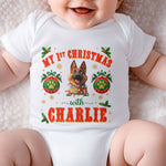 Baby And Pet Frist Christmas - Personalized Baby Bodysuit