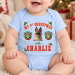 Baby And Pet Frist Christmas - Personalized Baby Bodysuit